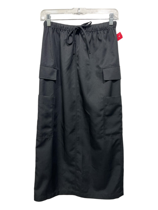 Reformation Size XS Black Polyester Elastic Waist Drawstring Cargo Pockets Skirt Black / XS