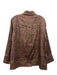 Reformation Size S Brown Linen Collared Button Up Wide Sleeve Animal Print Top Brown / S