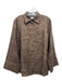 Reformation Size S Brown Linen Collared Button Up Wide Sleeve Animal Print Top Brown / S