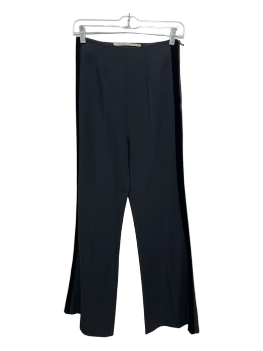 Roland Mouret Size 4 Black Viscose & Acetate Pleat Detail Velvet Accents Pants Black / 4