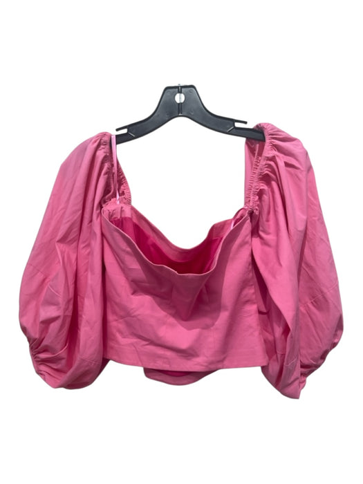 Staud Size M Bubblegum Pink Cotton Blend Puff Sleeves Corset Crop Side Zip Top Bubblegum Pink / M