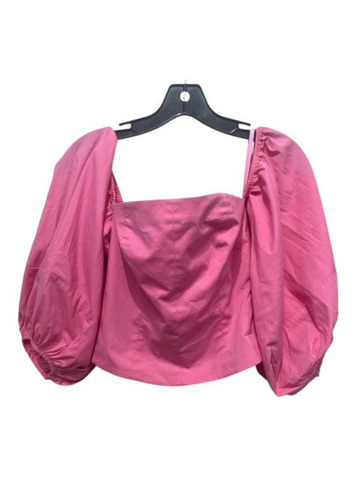 Staud Size M Bubblegum Pink Cotton Blend Puff Sleeves Corset Crop Side Zip Top Bubblegum Pink / M