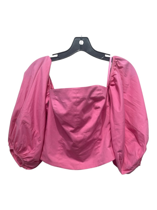 Staud Size M Bubblegum Pink Cotton Blend Puff Sleeves Corset Crop Side Zip Top Bubblegum Pink / M