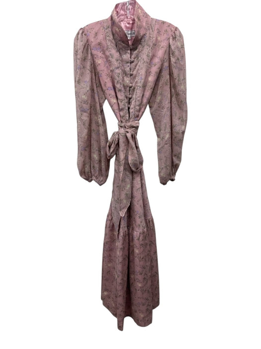 Sue Sartor Size S Pink & Multi floral print Button Detail Sheer Detail Dress Pink & Multi / S