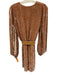 Retrofete Size XS Bronze Viscose Sequined Mini Tie Belt V Neck Dress Bronze / XS