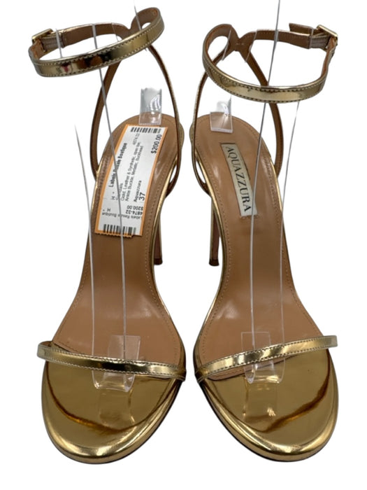 Aquazzura Shoe Size 37 Gold Leather & Synthetic open toe Ankle Buckle Sandals Gold / 37