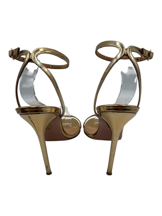 Aquazzura Shoe Size 37 Gold Leather & Synthetic open toe Ankle Buckle Sandals Gold / 37