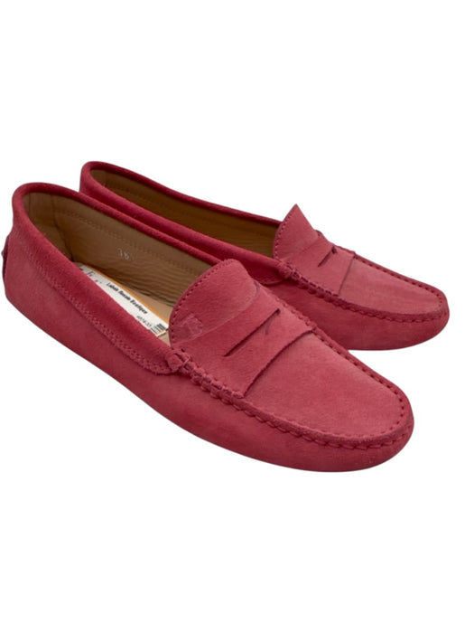 Tod's Shoe Size 36.5 Pink Leather Loafer Slip On Suede Round Toe Shoes Pink / 36.5