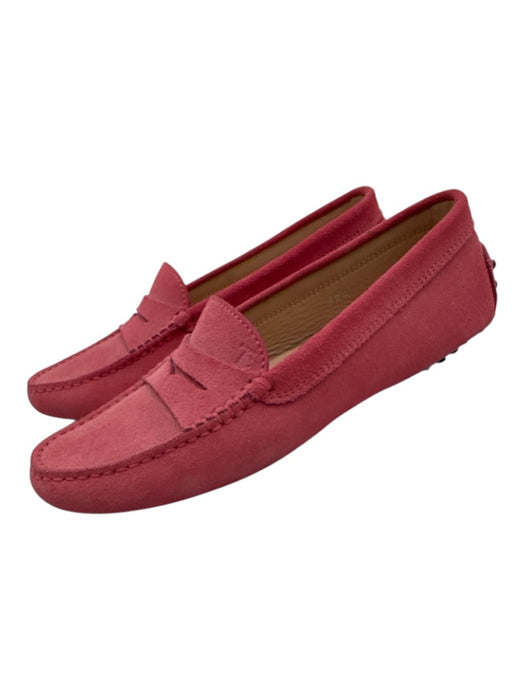 Tod's Shoe Size 36.5 Pink Leather Loafer Slip On Suede Round Toe Shoes Pink / 36.5