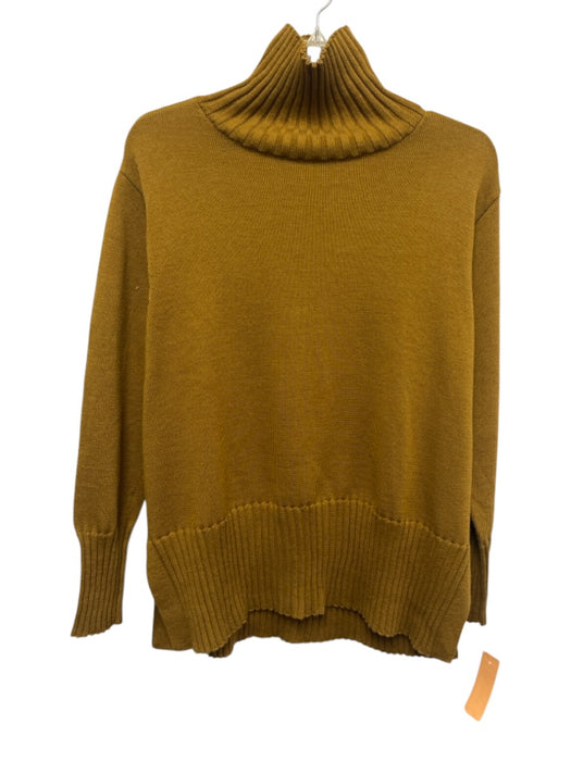 Eileen Fisher Size XS Mustard Yellow Wool Long Sleeve Turtle Neck Knit Sweater Mustard Yellow / XS
