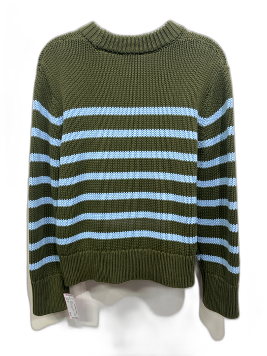 Rails Size M Olive Green & Blue Cotton Long Sleeve Stripes Knit Sweater Olive Green & Blue / M