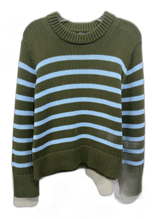 Rails Size M Olive Green & Blue Cotton Long Sleeve Stripes Knit Sweater Olive Green & Blue / M