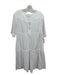 XiRENA Size Small White Cotton Textured Short Sleeve V Neck Hidden Pocket Dress White / Small
