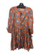 Sundry Size 2 Blue & Orange Cotton floral print Tie Detail Dress Blue & Orange / 2