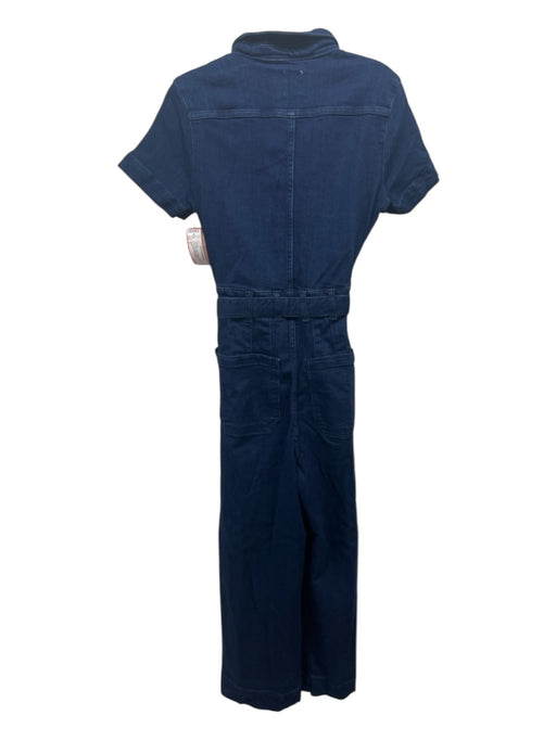 Maeve Size 6 Dark Wash Cotton Tie Belt Chest Pocket Zip Detail Jumpsuit Dark Wash / 6