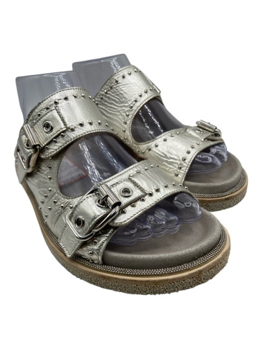 Laura Bellariva Shoe Size 37 Grey & Silver Leather Upper Leather Lining Sandals Grey & Silver / 37