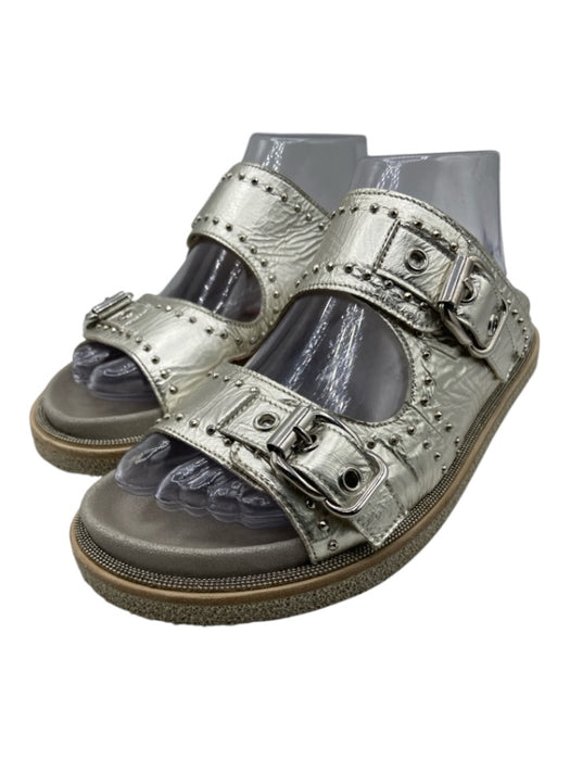 Laura Bellariva Shoe Size 37 Grey & Silver Leather Upper Leather Lining Sandals Grey & Silver / 37