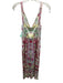 Elie Tahari Size S Red, Green & Multi Silk V Neck Printed Sleeveless Midi Dress Red, Green & Multi / S