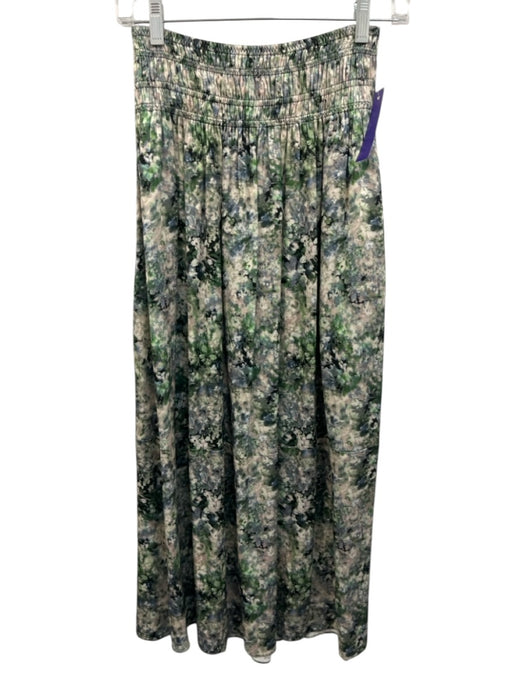 Vince Size S Multi Viscose & Lenzing Elastic Waist painted floral Smocked Skirt Multi / S