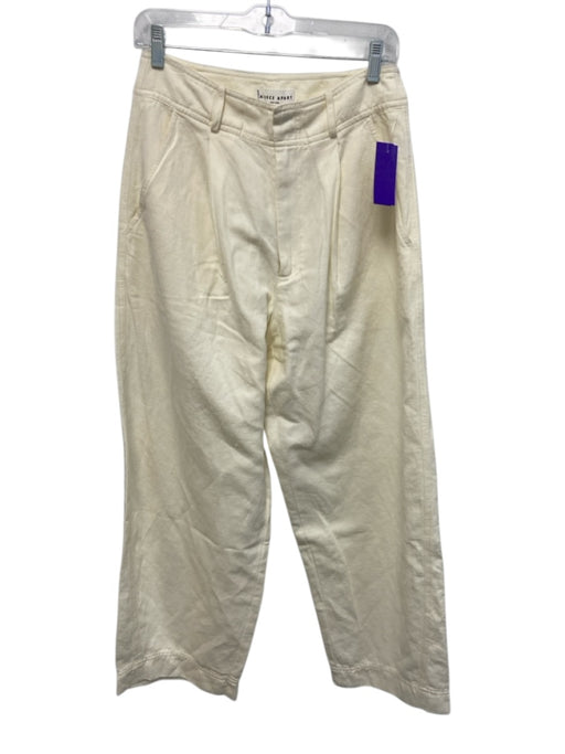 A Piece Apart Size 6 Cream Linen & Cotton Zip Fly Pleated Wide Leg Pants Cream / 6