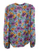 Veronica Beard Size 4 Blue & Multi Silk V Neck Floral Semi Sheer Top Blue & Multi / 4