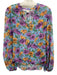 Veronica Beard Size 4 Blue & Multi Silk V Neck Floral Semi Sheer Top Blue & Multi / 4