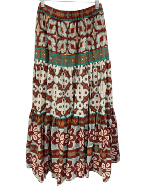 La Double J Size S White, Red & Multi Cotton Elastic Waist Printed Maxi Skirt White, Red & Multi / S