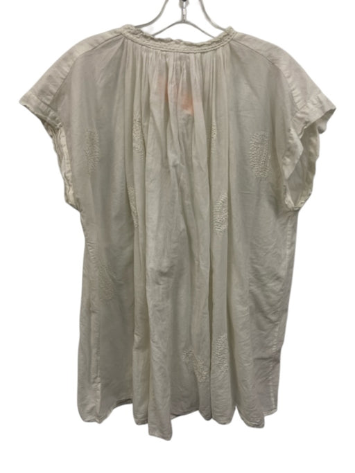 Nili Lotan Size S White Cotton Tie Neck Embroidered Sleeveless Top White / S