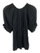 Apiece Apart Size S Black Cotton Blend Keyhole Front 1/2 Sleeve Plaid Top Black / S