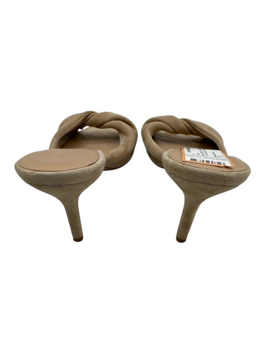 Veronica Beard Shoe Size 7.5 Beige Leather Suede Kitten Heel Open Toe Pumps Beige / 7.5