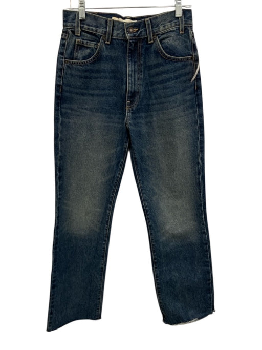 Nili Lotan Size 27 Dark Blue Cotton Zip & Button High Rise Cropped Jeans Dark Blue / 27