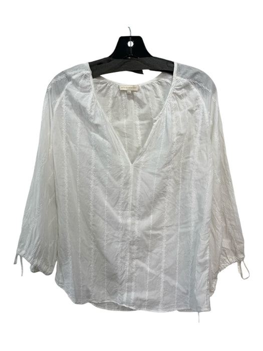 Ann Mashburn Size Small White Cotton V Neck Eyelet Detail Top White / Small