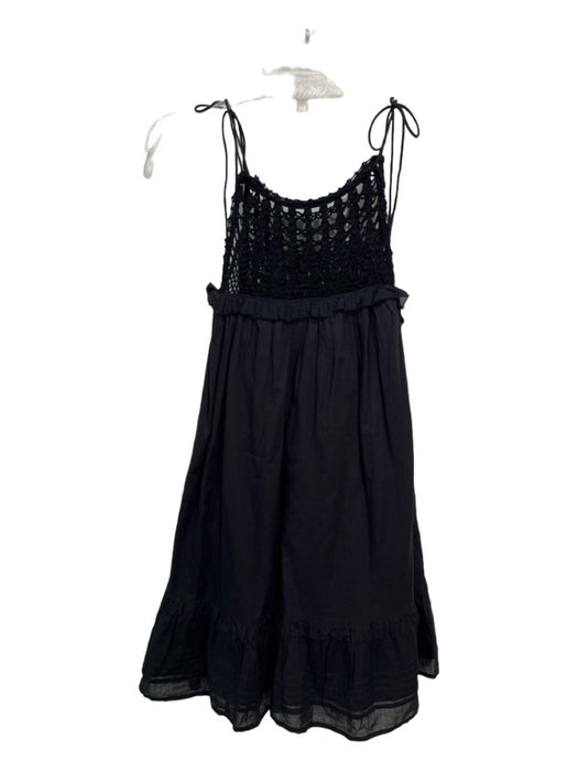 Cleobella Size 4 Black Organic Cotton Crochet Bodice Midi Spaghetti Strap Dress Black / 4