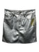 DAZE Size 26 Silver Polyurethane Zip & Button Pockets Metallic Mini Skirt Silver / 26