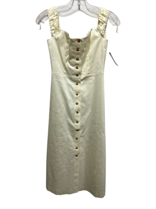Favorite Daughter Size 2 Cream Cotton Blend Button Front Sleeveless Midi Dress Cream / 2