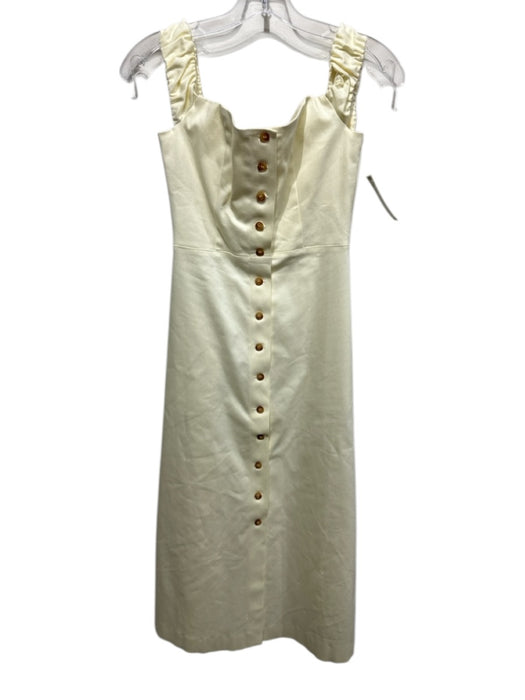 Favorite Daughter Size 2 Cream Cotton Blend Button Front Sleeveless Midi Dress Cream / 2