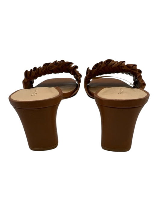 Reformation Shoe Size 6.5 Brown Leather Square Toe Rouched Block Heel Sandals Brown / 6.5