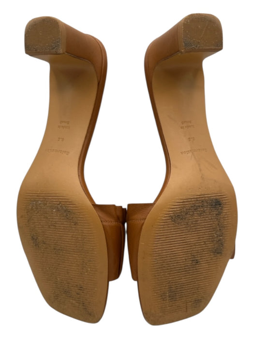 Reformation Shoe Size 6.5 Brown Leather Square Toe Rouched Block Heel Sandals Brown / 6.5