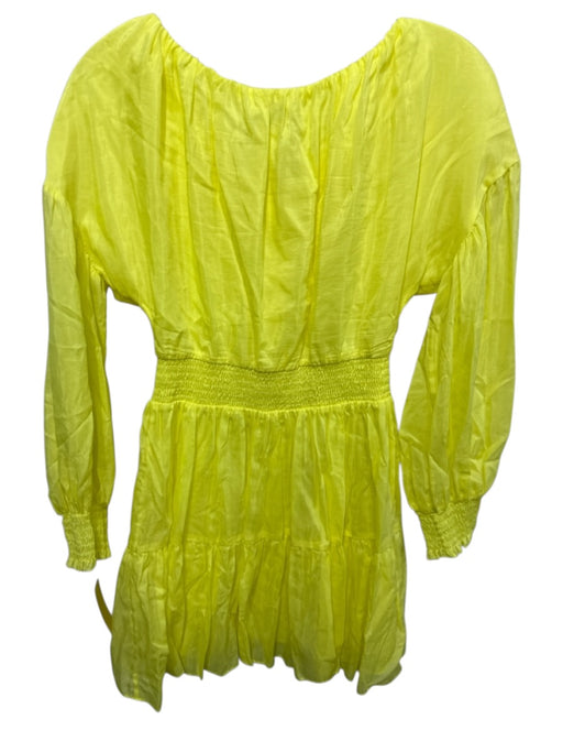 Alice & Olivia Size 0 Yellow Cotton & Silk Wide Neck Button Front Dress Yellow / 0