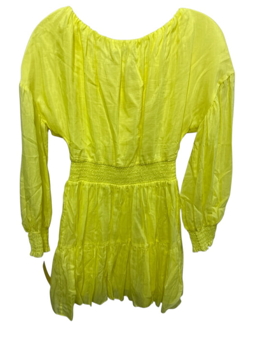 Alice & Olivia Size 0 Yellow Cotton & Silk Wide Neck Button Front Dress Yellow / 0