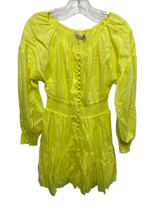 Alice & Olivia Size 0 Yellow Cotton & Silk Wide Neck Button Front Dress Yellow / 0
