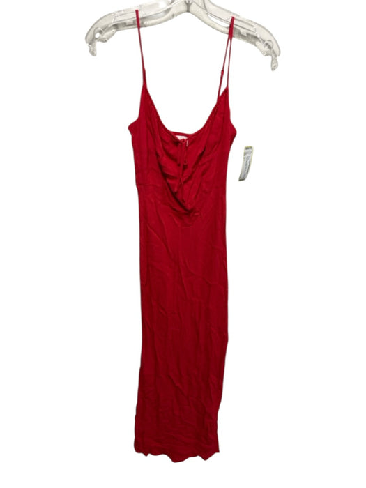 Wilfred Size 2 Red Rayon Blend Midi Straps Tie Front Crepe Dress Red / 2