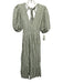 Faithful The Brand Size 2 Green & White Cotton Gingham V Neck Midi Dress Green & White / 2