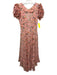 Loveshackfancy Size 0 Peach & Multi Silk V Neck Zip Side Floral Print Dress Peach & Multi / 0