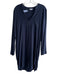 Splendid Size S Navy Rayon V Neck Chest Pocket Long Sleeve Pockets Dress Navy / S