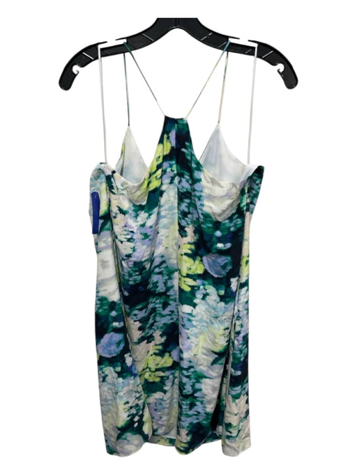 Cynthia Rowley Size 6 Green, Navy & Multi Print Silk Spaghetti Strap Shift Dress Green, Navy & Multi Print / 6