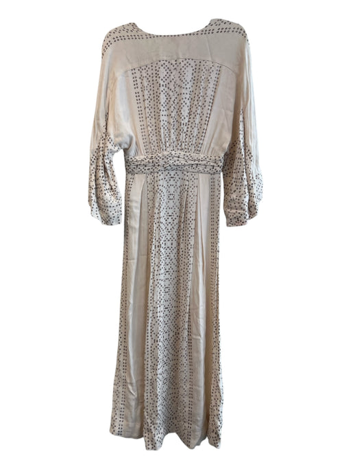 Free People Size 4 Beige & Brown Viscose Blend V Neck Tie Detail Dot Print Dress Beige & Brown / 4