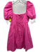 O.P.T. Size L Pink Cotton Short Sleeve Square Neck Smock Back Dress Pink / L