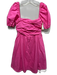 O.P.T. Size L Pink Cotton Short Sleeve Square Neck Smock Back Dress Pink / L