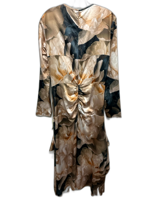 AKNVAS Size 12 Beige, Brown, Multi Polyester Abstract Floral Rouched Dress Beige, Brown, Multi / 12
